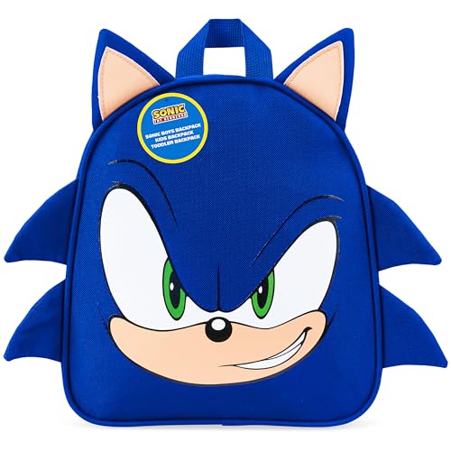 SONIC THE HEDGEHOG Kleiner Rucksack Kinder Shadow Knuckles Tails Gamer Kindergarten Tasche für Kita Vorschule Freizeit (Blau Sonic) von SONIC THE HEDGEHOG