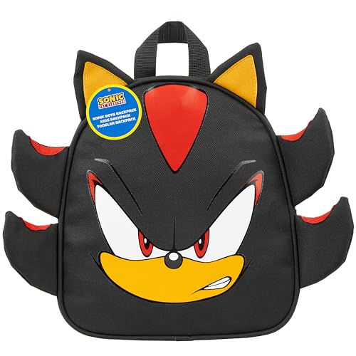 SONIC THE HEDGEHOG Kleiner Rucksack Kinder Shadow Knuckles Tails Gamer Kindergarten Tasche für Kita Vorschule Freizeit (Schwarz Shadow) von SONIC THE HEDGEHOG