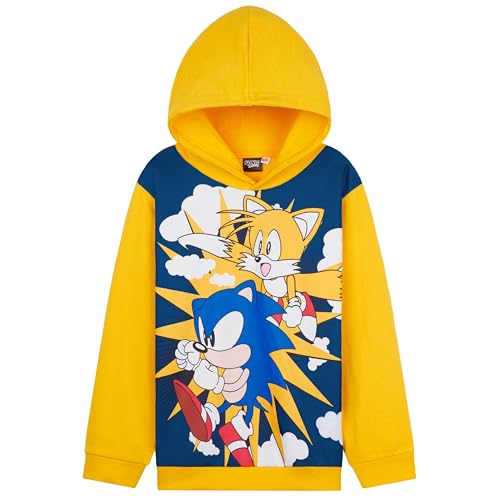 SONIC THE HEDGEHOG Shadow Jungen Pullover, Kapuzenpullover Kinder Kuschelig & Stylisch, Shadow Knuckles Tails Jungs (Gelb/Blau, 9-10 Jahre) von SONIC THE HEDGEHOG