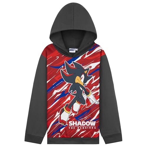 SONIC THE HEDGEHOG Shadow Jungen Pullover, Kapuzenpullover Kinder Kuschelig & Stylisch, Shadow Knuckles Tails Jungs (Schwarz/Rot,9-10 Jahre) von SONIC THE HEDGEHOG