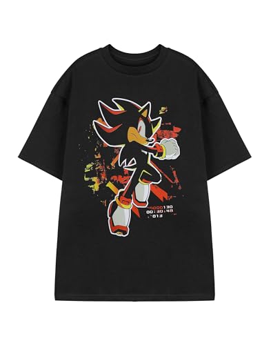 Sonic The Hedgehog Shadow Paint Herren Schwarzes Grafik-T-Shirt | T-Shirt mit Schattencharakter-Design | Sonic Retro-Videospielbekleidung | Offiziell Lizenziertes Merchandise von Sonic The Hedgehog