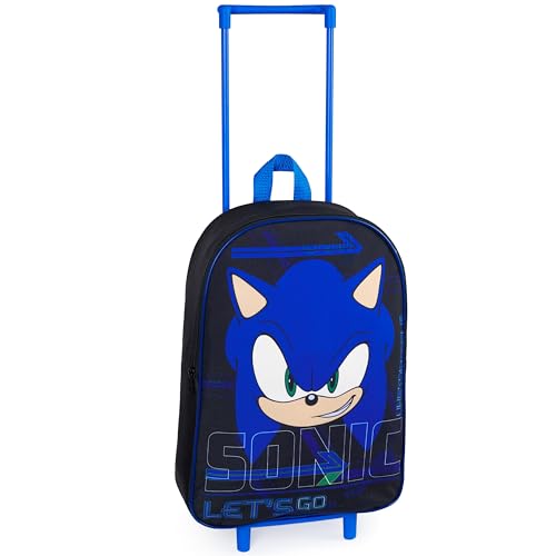 SONIC THE HEDGEHOG Koffer Kinder, Faltbarer Trolley Handgepäck Leicht 39 x 27 cm 10.5 Liter, 2 Rollen & Ausziehbarem Griff von SONIC THE HEDGEHOG