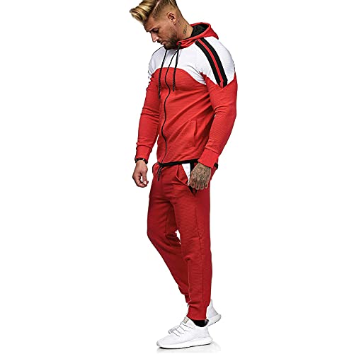 SONIGER Herren 2-Teilig Set Pullover + Jogginghose Jogginganzug Kontrastierende Farben Langarm Sweatjacke Trainingshose Trainingsanzug Sportanzug Freizeitanzug Sport Anzug Tracksuit Fitnessanzug von SONIGER