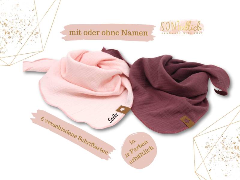 Musselin Halstuch Für Kinder Mit Namen Personalisierbar von SONIedlich