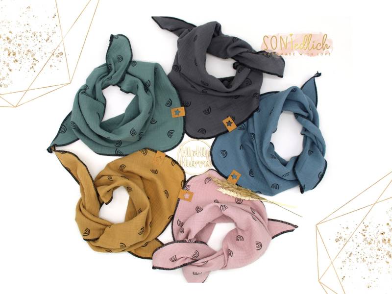 Musselintuch Für Babys Und Kinder/Einlagig Regenbogenschal Halstuch Personalisiertes Geschenk Zur Geburt, Taufe Oder Geburtstag von SONIedlich