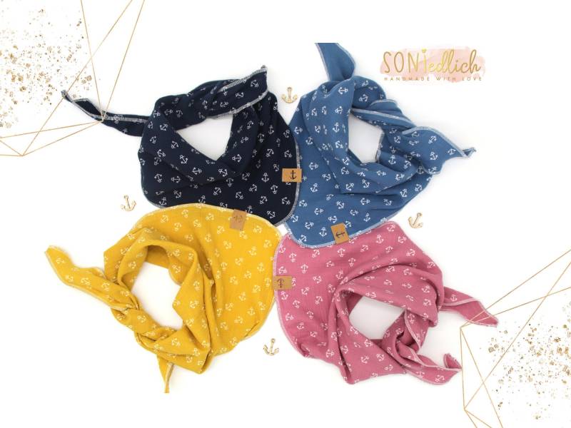 Musselintuch Für Babys Und Kinder/Halstuch Anker Maritimes Geschenk Zur Geburt, Taufe Oder Geburtstag von SONIedlich