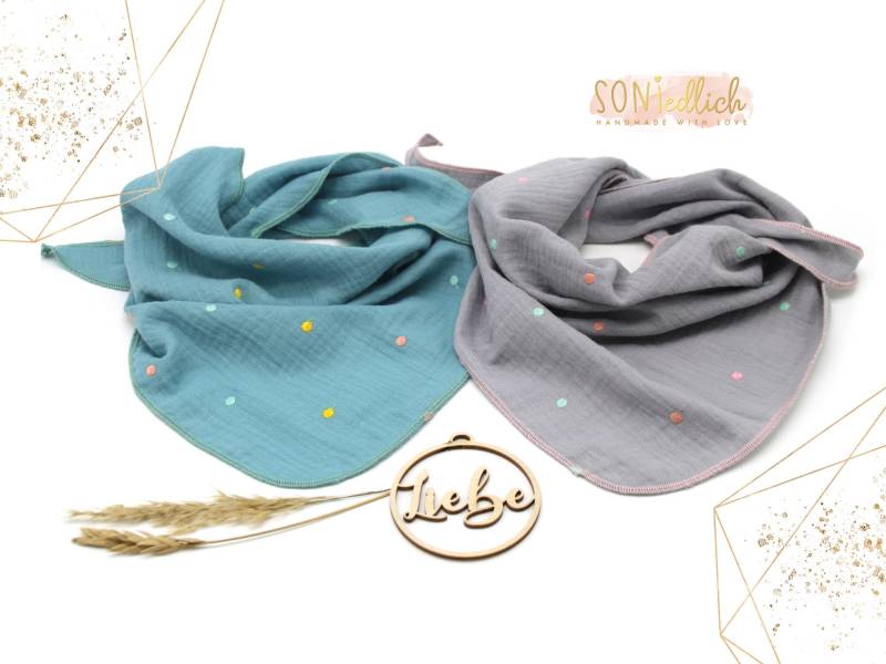 Musselintuch Für Babys Und Kinder/Halstuch Tuch Punkte Geschenk Zur Geburt, Taufe Oder Geburtstag von SONIedlich