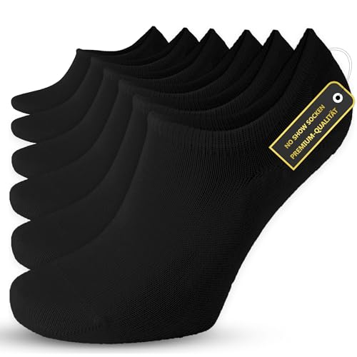 SONNORS Unsichtbare Unisex Sneaker Socken Füsslinge Biobaumwolle 6er Set - Invisible Socken Schwarz Herren Damen 43-46 von SONNORS