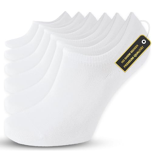 SONNORS Unsichtbare Unisex Sneaker Socken Füsslinge Biobaumwolle 6er Set - Weiss Invisible Sneakersocken Herren Damen 47-50 von SONNORS
