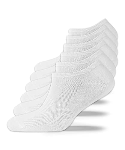 SONNORS 6er Set Weiße Sneaker Socken als Sportsocken oder Füsslinge/Sneaker Socken Herren und Sneaker Socken Damen aus Biobaumwolle / 6 Weiße Socken in einem Set! / socks women & socks men von SONNORS