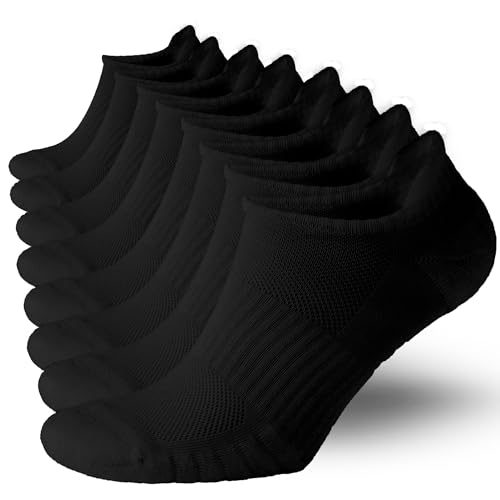 SONNORS Unisex Laufsocken Leicht Atmungsaktiv Kurz Geschnitten Gepolsterte 4er-Set - Tennissocken Herren Damen Schwarz 43-46 von SONNORS