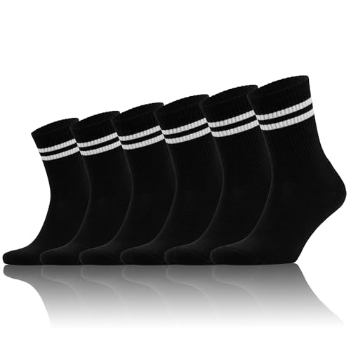 SONNORS Socken Herren 39-42 Sportsocken Damen - Biobaumwolle Activewear Tennissocken für Herren Crew Socks - Schwarz - 4 Größen von SONNORS