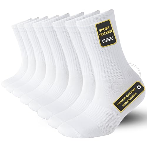 SONNORS Tennissocken Füsslinge Biobaumwolle 4er Set - Weiße Tennis Wandersocken Strümpfe Socken Männer 47-50 von SONNORS