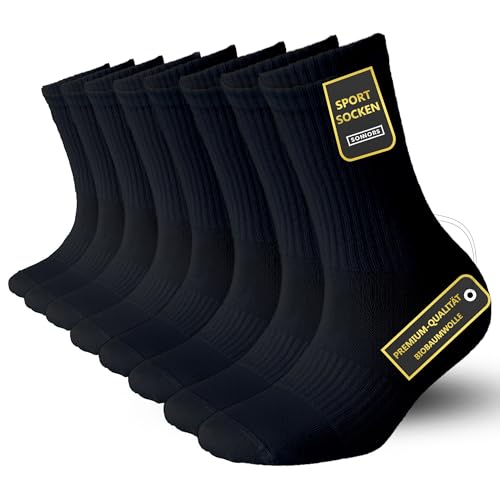 SONNORS Tennissocken Wandersocken Damen 39-42 - Socken Herren Biobaumwolle 4 Paar - Fussballsocken fussball Socken Schwarz von SONNORS