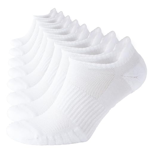 SONNORS Unisex Laufsocken Leicht Atmungsaktiv Kurz Geschnitten Gepolsterte 4er-Set - Weiße Sneakersocken Damen Herren 47-50 von SONNORS