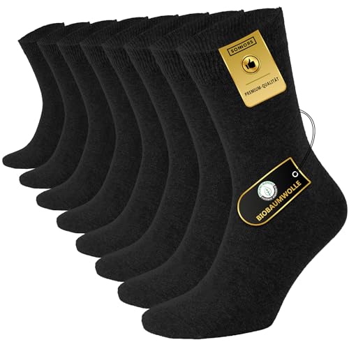 SONNORS Unisex Premium Business Socken Aus Bio Baumwolle 4er Set - Schwarze Reine Baumwollsocken Herren Damen Socks 39-42 von SONNORS