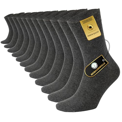SONNORS Unisex Premium Business Socken Herren 43-46 Aus Bio Baumwolle 6er Paar - Grau Fusselfreie Work Socken Damen von SONNORS