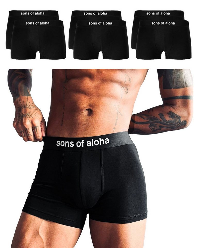 SONS OF ALOHA Boxer M Boxershorts SONS OF ALOHA Boxershorts, Unterhose für Männer M, in schwarz mit schwarzem Bund von SONS OF ALOHA