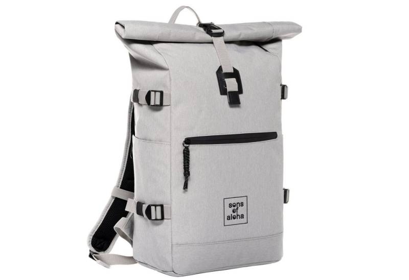 SONS OF ALOHA Rucksack XL RollTop Rucksack KANE erweiterbar Laptop-Fach groß, Tagesrucksack Laptopfach aus recyceltem Plastik, Daypack viele Fächer von SONS OF ALOHA