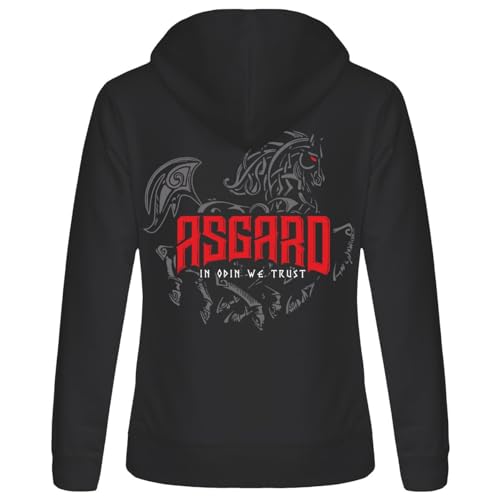 Damen Kapuzenjacke Asgard In Odin we trust Runenschrift Wotansknoten Walhalla Größe XS - XXL von SONS OF ODIN