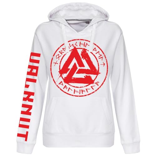 Damen Kapuzenpullover Walhalla Rote Runen Valknut Hoodie Odin nordische Welt von SONS OF ODIN