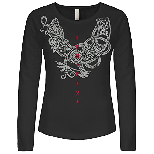 Damen Longsleeve Fenrir Sohn von Loki Runen Wikinger Walhalla Odin Fenris Thor von SONS OF ODIN