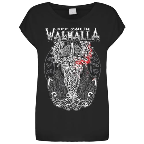 Damen T-Shirt Odins Auge Walhalla Wikinger Odin wotan allvater Vikings Runen von SONS OF ODIN