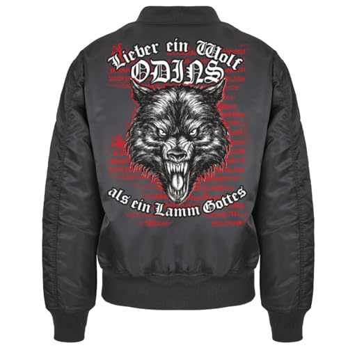 Herren Bomberjacke Pilotenjacke Wikinger Lieber ein Wolf Odins Fenriswolf tyr von SONS OF ODIN