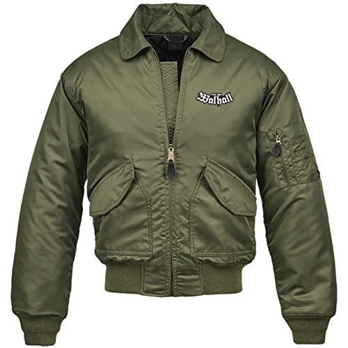 Herren CWU Bomberjacke mit Kragen Next Stop Walhall Odin Germanen Saga Krieger von SONS OF ODIN