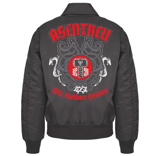 Herren CWU Bomberjacke mit Kragen Walhalla Asentreu Runen Odins Raben Wikinger von SONS OF ODIN