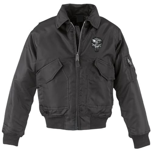 Herren CWU Bomberjacke mit Kragen zur Jagd Vollmond Nacht Motiv Wolf Bushcraft von SONS OF ODIN