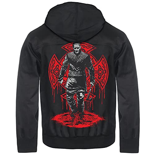 Herren Harrington Jacke mit Kapuze Blutadler Wikinger Odin Thor Germanen Runen von SONS OF ODIN