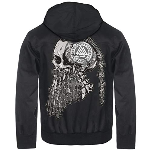 Herren Harrington Jacke mit Kapuze Wikinger Totenkopf Götterdämmerung Odin Thor von SONS OF ODIN
