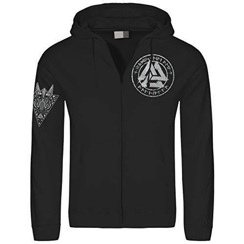 Herren Kapuzenjacke Valknut SILBER Wikinger Label Walhalla Ragnar Nordic Odin von SONS OF ODIN