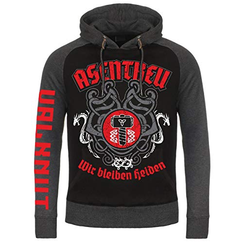Herren Kapuzenpullover Asentreu Wikinger Walhalla Odin Motive Thors Hammer skal von SONS OF ODIN