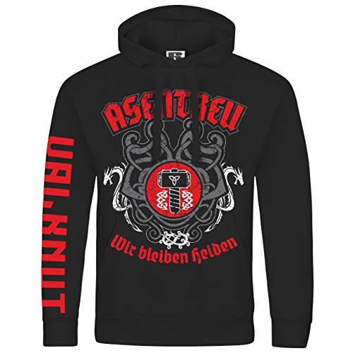 Herren Kapuzenpullover Asentreu Wikinger Walhalla Odin Motive Thors Hammer skal von SONS OF ODIN