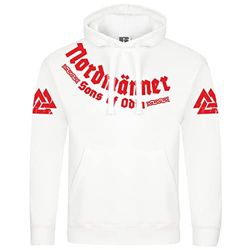 Herren Kapuzenpullover Nordmänner Odin der Allvater Wotan Blut Rot Runen S - 5XL von SONS OF ODIN