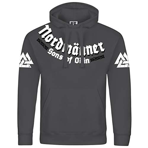 Herren Kapuzenpullover Wikinger Valknut Rune Black Walhalla von SONS OF ODIN