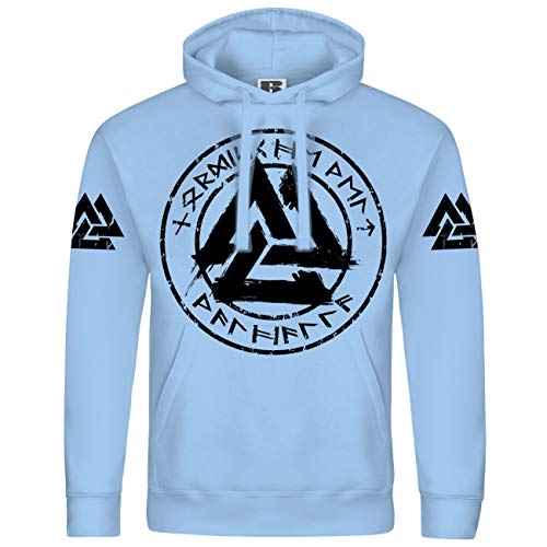 Herren Kapuzenpullover Wikinger Valknut Rune Black Walhalla von SONS OF ODIN