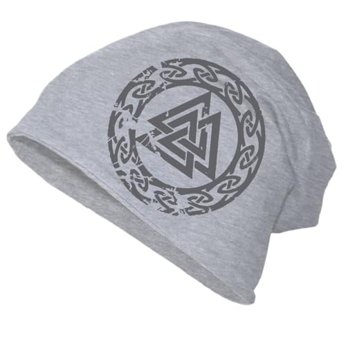Herren Long Beanie Mütze Wotansknoten GRAU Wikinger Runen Runes Valknut Odin von SONS OF ODIN
