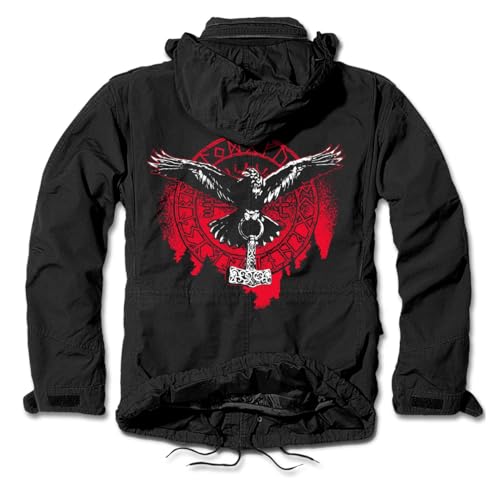 Herren M65-Giant Jacke Odins Raben mit Thors Hammer Wikinger nordische Krieger von SONS OF ODIN