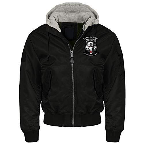 Herren MA1 Bomberjacke mit Kapuze Innenfutter Lieber ein Wolf Odins Fenris Heiden von SONS OF ODIN