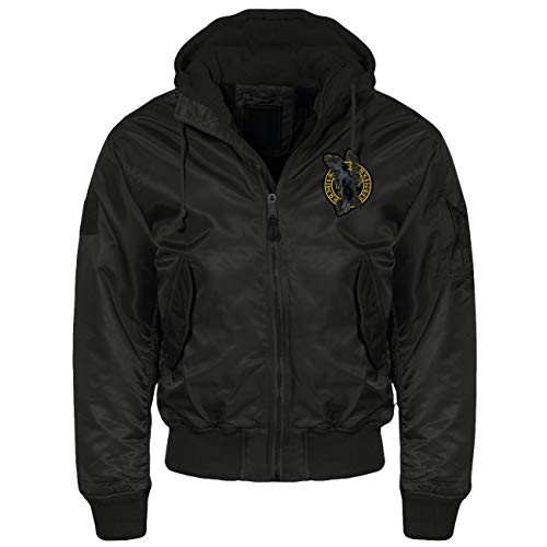 Herren MA1 Bomberjacke mit Kapuze Innenfutter Odin Rabengott Runen Walhalla Thor von SONS OF ODIN