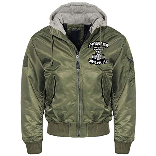 Herren MA1 Bomberjacke mit Kapuze Innenfutter Thors Hammer Donnern muss es Odin von SONS OF ODIN
