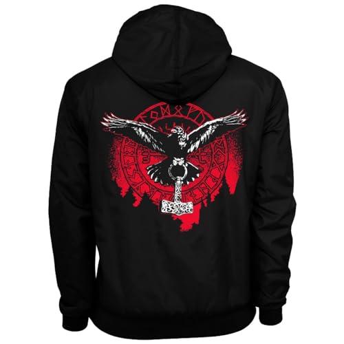 Herren Männer Windbreaker Regenjacke Odin Rabe mit Thors Hammer walhalla thor von SONS OF ODIN