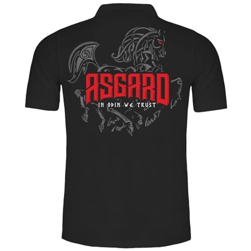 Herren Poloshirt Polohemd Asgard In Odin we Trust Wikinger Walhalla Loki Pferd (mit Rückendruck) von SONS OF ODIN