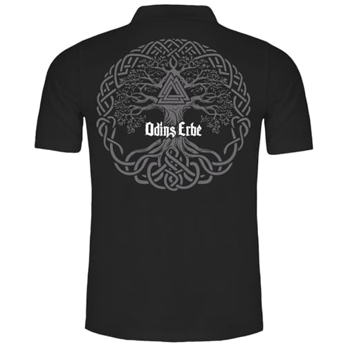 Herren Poloshirt Polohemd Odins Erbe Lebensbaum Walhalla Vikings Wikinger Odin von SONS OF ODIN