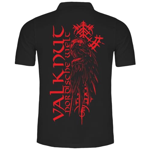 Herren Poloshirt Polohemd Valknut Nordischer Rabe Vikings Einherjar Odins Raben von SONS OF ODIN