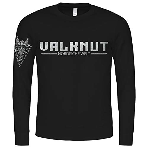 Herren Pullover Sweatshirt Valknut Silber Label Walhalla vikingwear von SONS OF ODIN