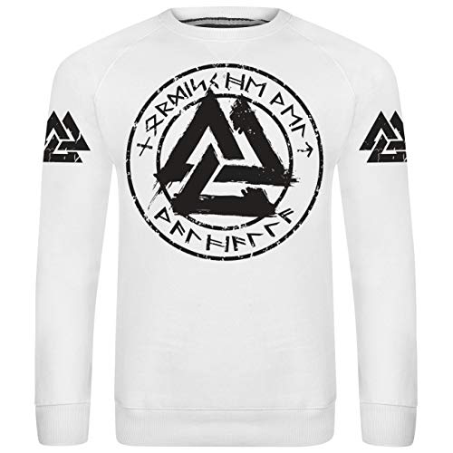 Herren Pullover Wikinger Marke Label Valknut Rune in Schwarz Black von SONS OF ODIN